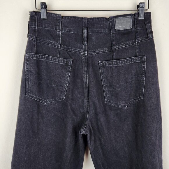 American Eagle High Rise Paperbag Mom Jeans Washed Black sz 6 - Picture 4 of 10